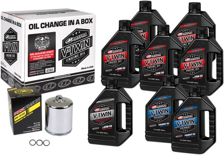 MAXIMA RACING OIL - M8 Synthetic 20W-50 Oil Change Kit - Chrome Filter