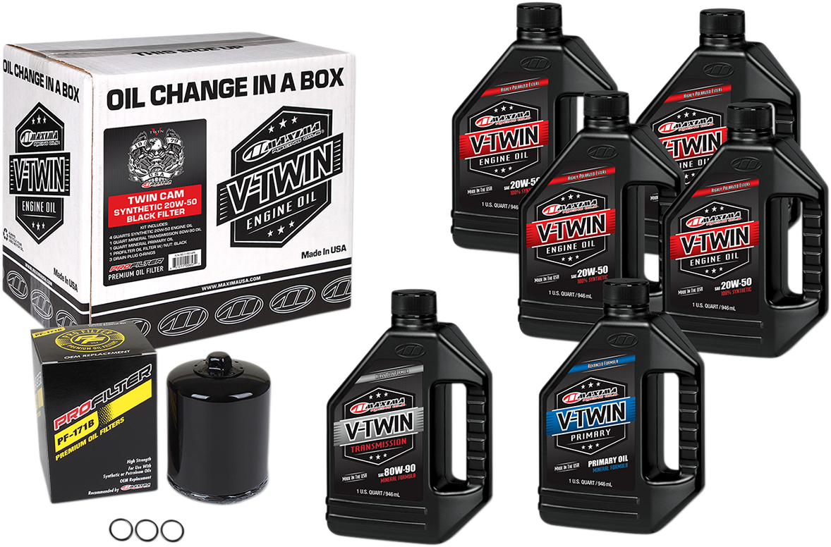MAXIMA RACING OIL - Twin Cam Synthetic 20W-50 Oil Change Kit - Chrome Filter - Image 2
