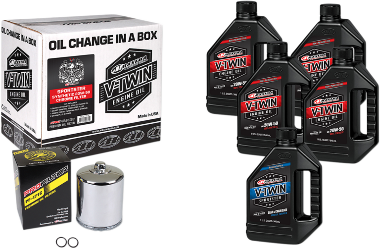 MAXIMA RACING OIL - Sportster Synthetic 20W-50 Oil Change Kit - Chrome Filter