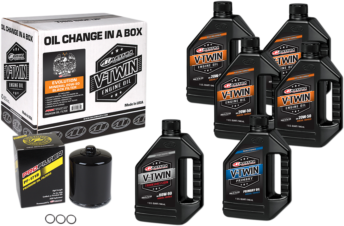 MAXIMA RACING OIL - Evolution Mineral 20W-50 Oil Change Kit - Black Filter - Image 2