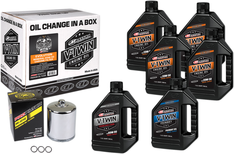 MAXIMA RACING OIL - Evolution Mineral 20W-50 Oil Change Kit - Chrome Filter