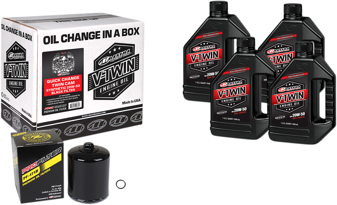 MAXIMA RACING OIL - Quick Change Twin Cam Synthetic 20W-50 Oil Change Kit - Chrome Filter - Image 2