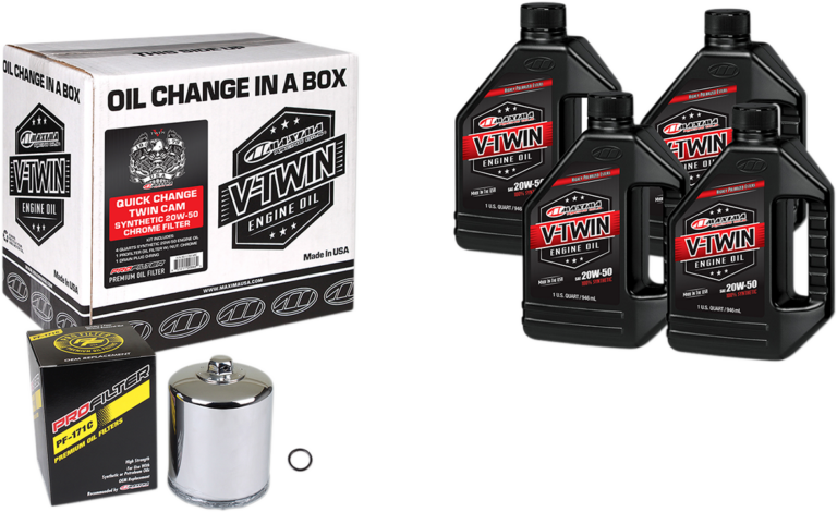 MAXIMA RACING OIL - Quick Change Twin Cam Synthetic 20W-50 Oil Change Kit - Chrome Filter