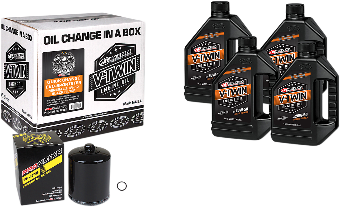 MAXIMA RACING OIL - Evo/Sportster Quick Oil Change Kit - Black Filter - Image 2