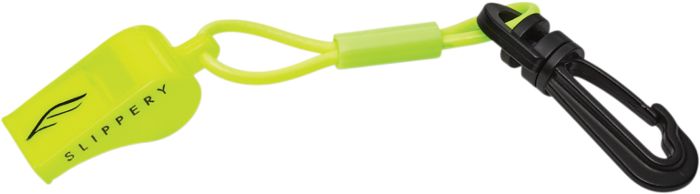 SLIPPERY - Whistle with Black Snap Hook - Neon Yellow