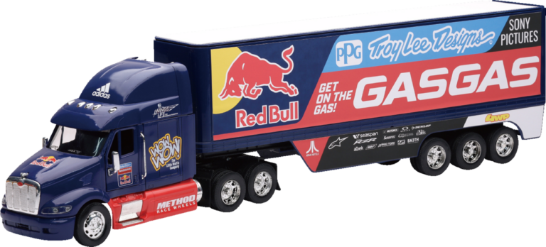 NEW RAY TOYS - Peterbilt TLD Red Bull GASGAS Race Team Truck - 1:32 Scale - Blue/Red