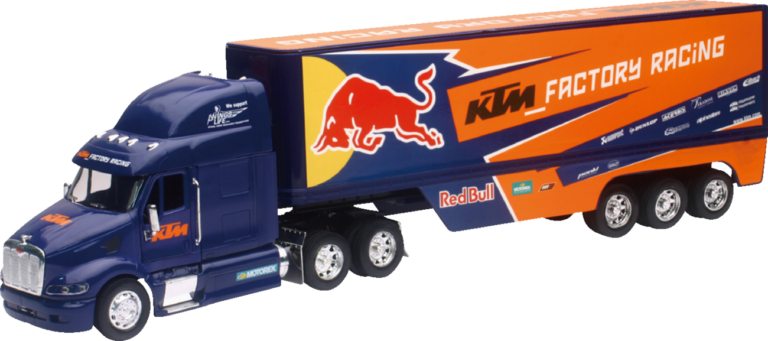 NEW RAY TOYS - Peterbilt Red Bull KTM Race Team Truck - 1:32 Scale - Blue/Orange