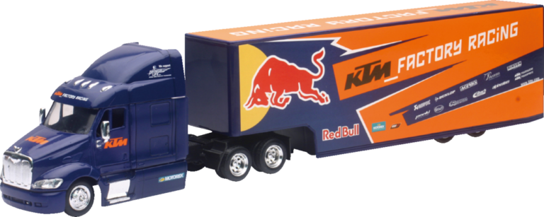 NEW RAY TOYS - Peterbilt Red Bull KTM Race Team Truck - 1:43 Scale - Blue/Orange