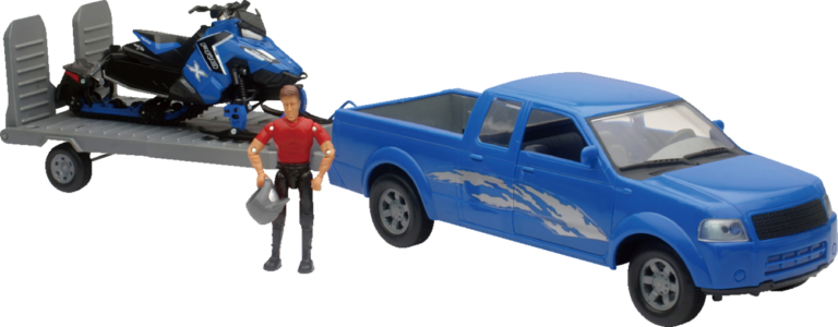 NEW RAY TOYS - Pick Up Truck w/ Polaris Switchback Snowmobile Set - 1:18 Scale - Blue