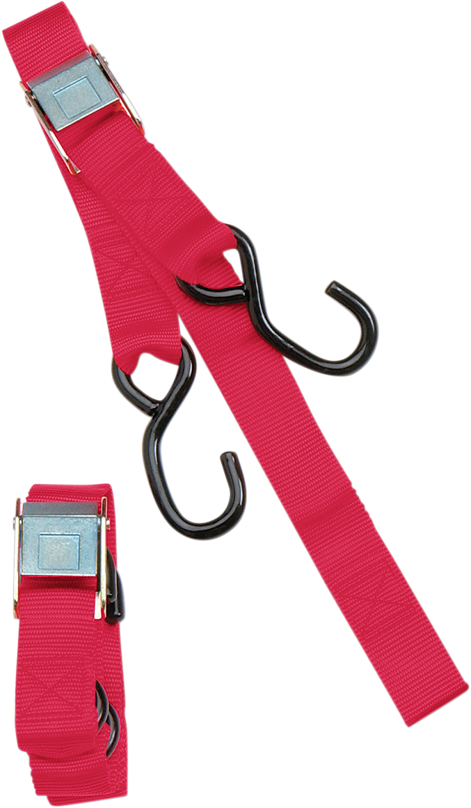 PARTS UNLIMITED - Heavy-Duty Cam Buckle Tie-Downs - 1-1/2" x 6' - Red