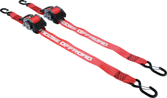 MOOSE OFFROAD - Retractable Ratcheting Straps - 2" x 10' - Red