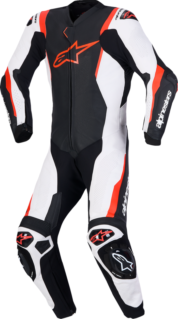 ALPINESTARS - Missile v3 1-Piece Leather Suit - Black/White/Red Fluo - US 38 / EU 48